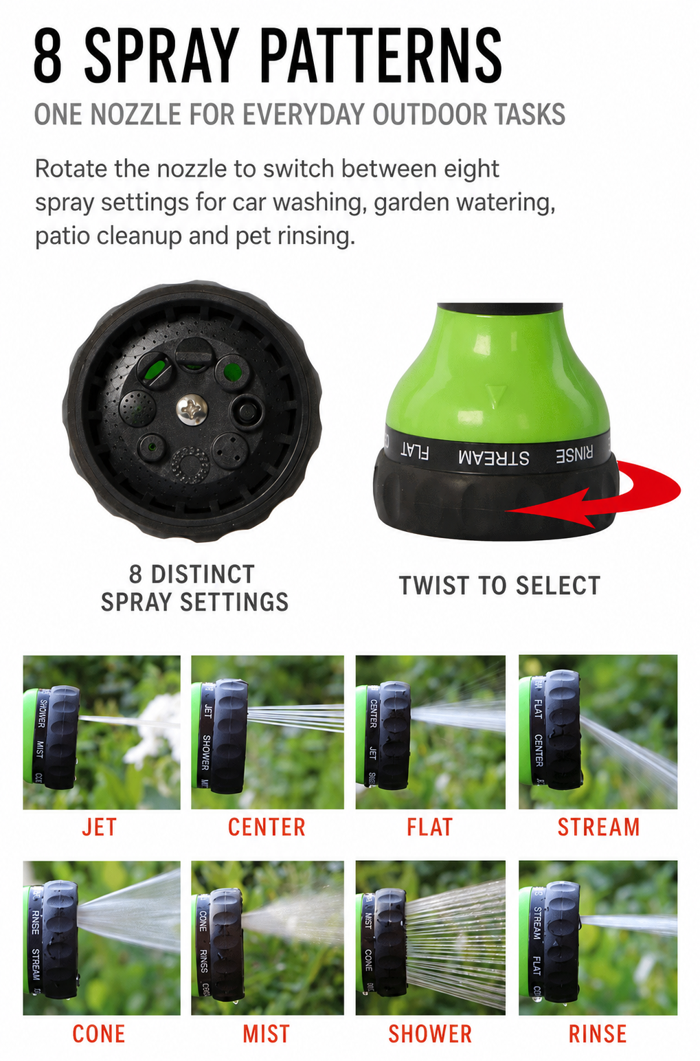 8-Pattern Soap Dispensing Spray Nozzle