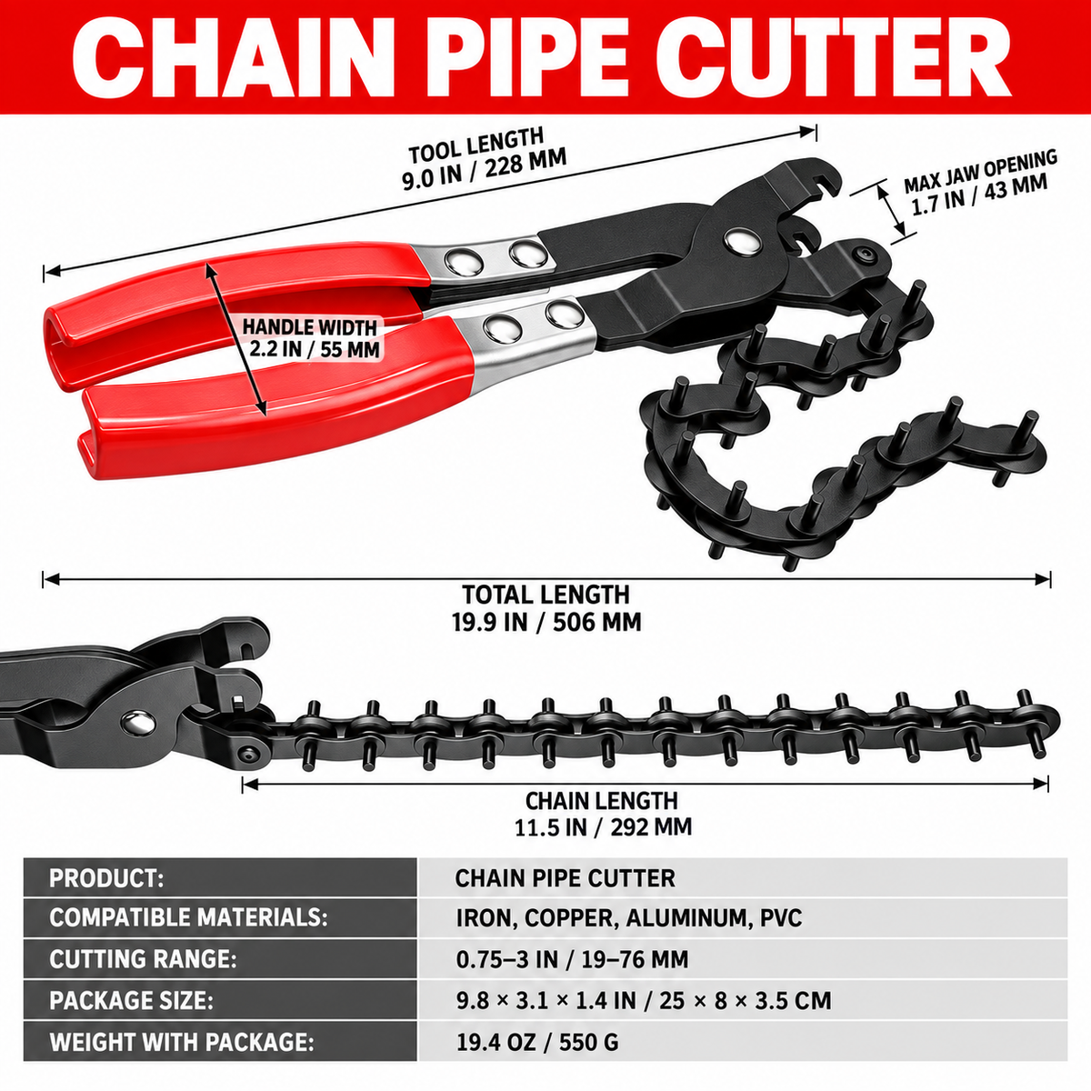 14-Wheel Chain Pipe Cutter
