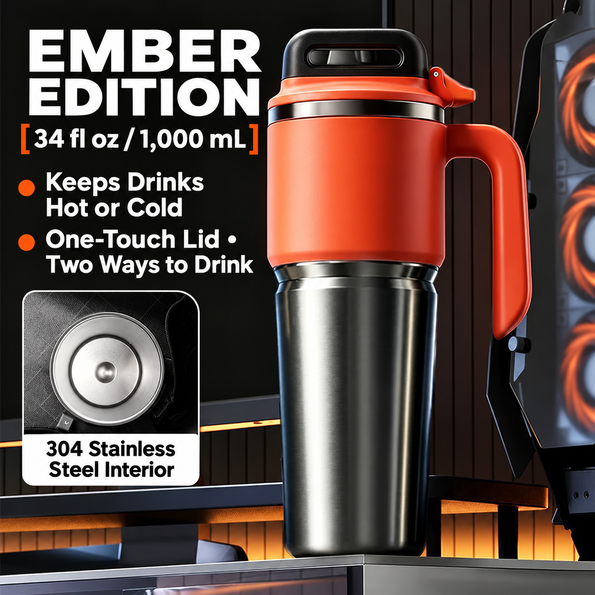 Insulated Travel Mug with Handle
