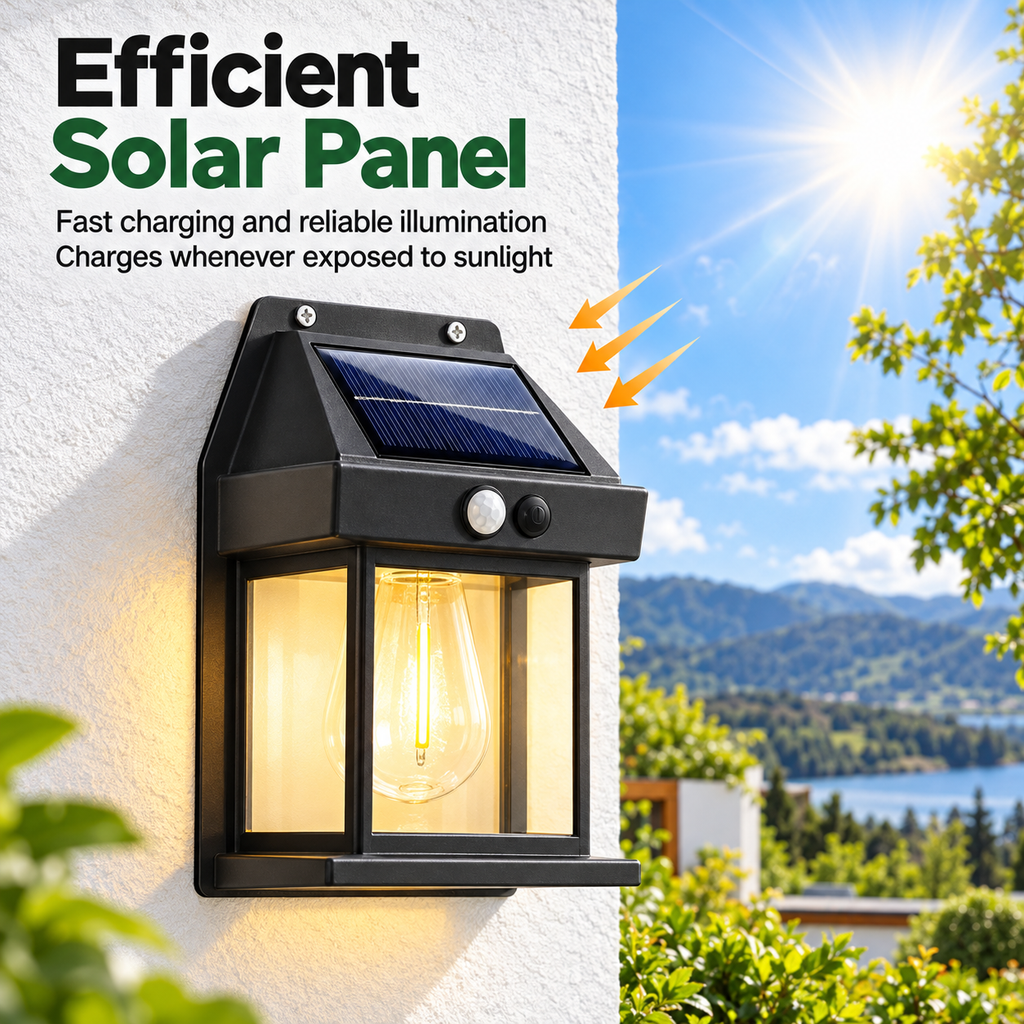 Solar Motion Sensor Outdoor Wall Light