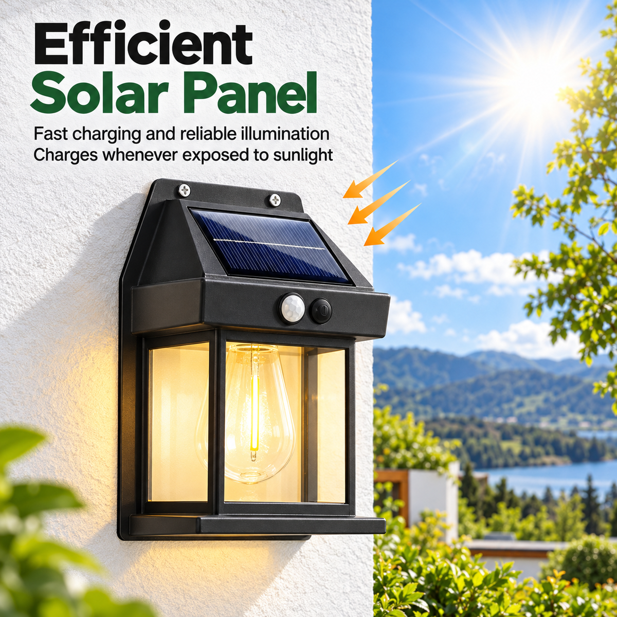Solar Motion Sensor Outdoor Wall Light