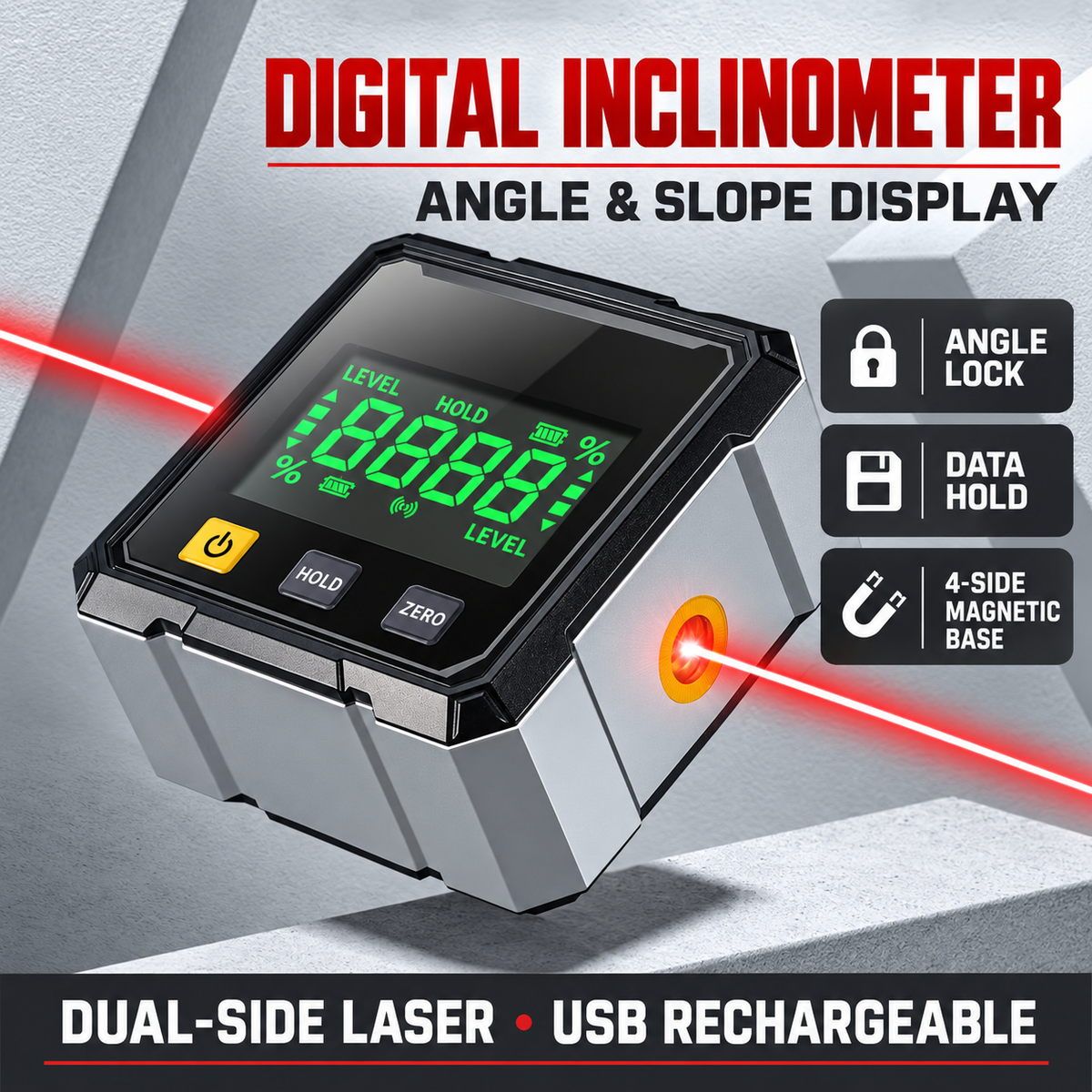 Rechargeable Laser Digital Inclinometer