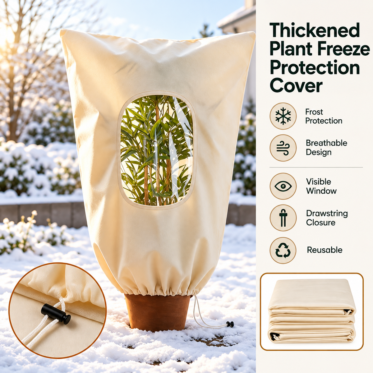 Reusable Plant Frost Protection Cover with Viewing Window