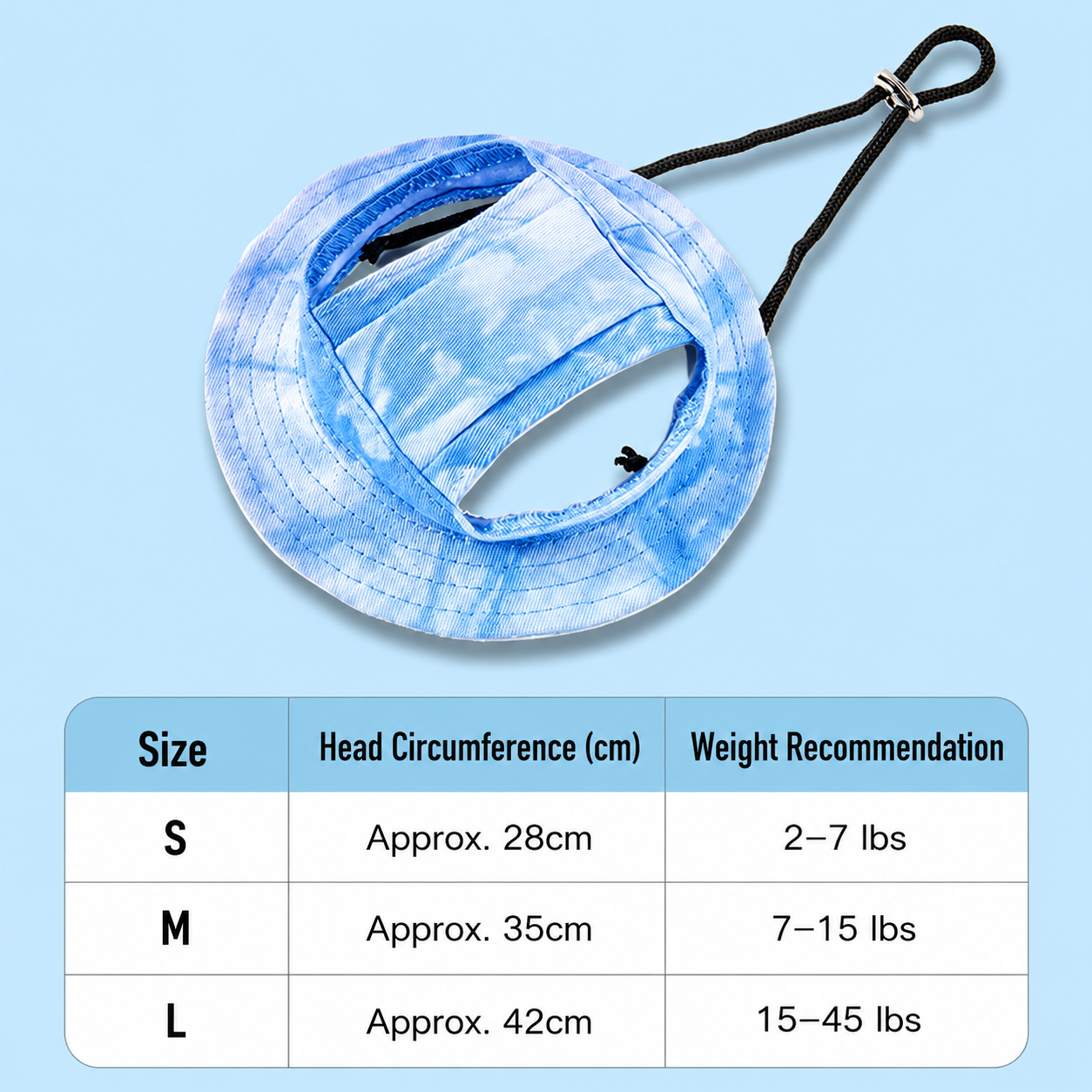Sun-shielding, non-chafing pet hat