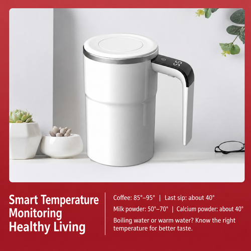 Automatic Self-Stirring Coffee Mug with Temperature Display