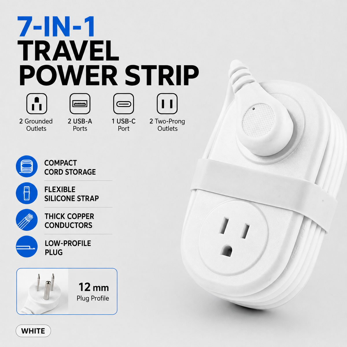 7-in-1 Compact Travel Power Strip