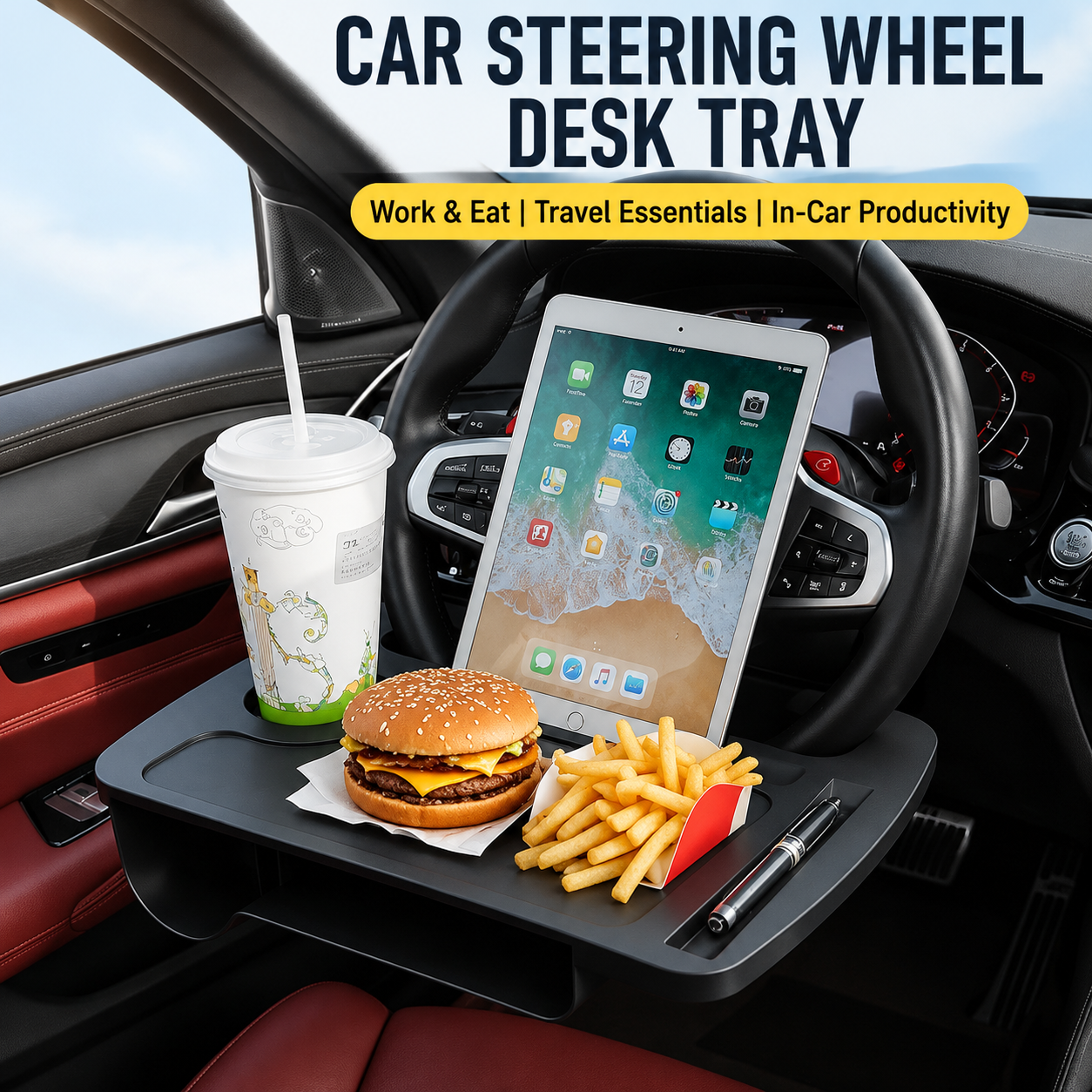 Universal Car Steering Wheel Laptop Desk Tray