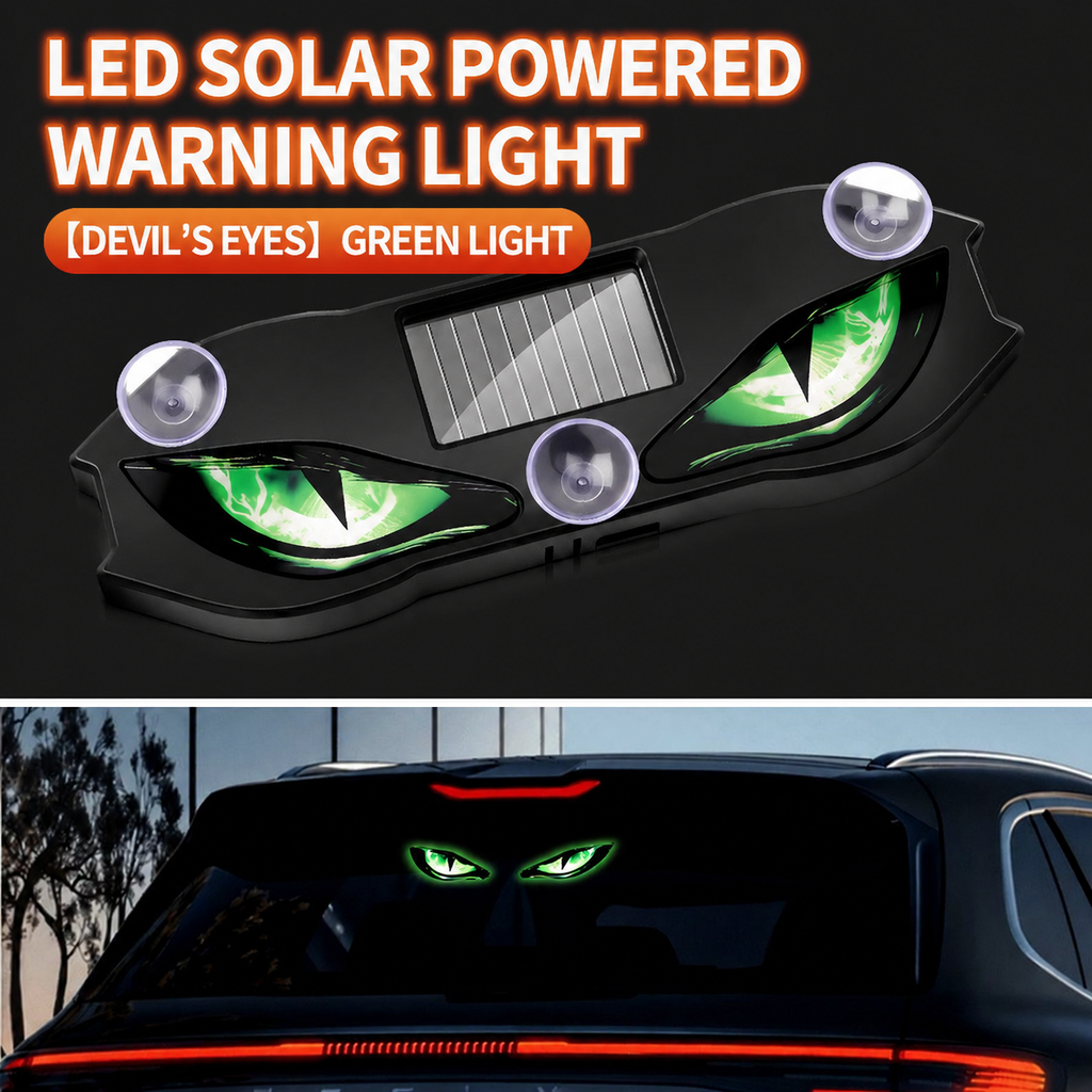 Solar-powered "Devil's Eye" LED car window light