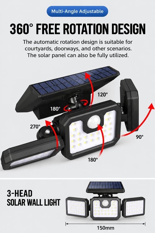 360° Adjustable Solar Motion Sensor Wall Light