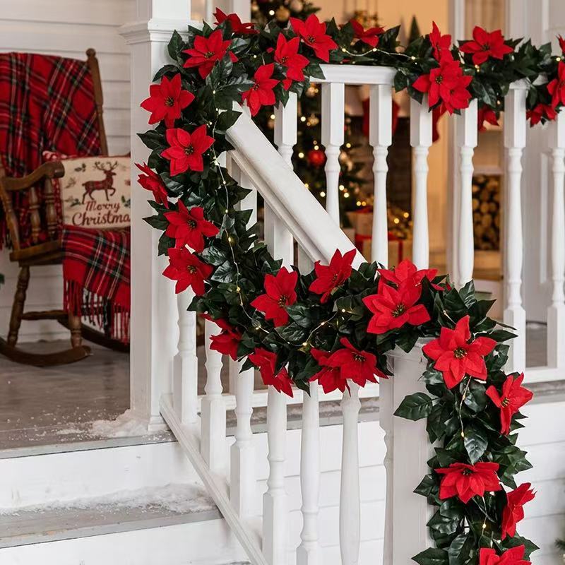 Christmas Poinsettia Garland Decoration