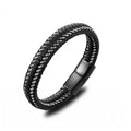 Men’s Braided Leather Bracelet – Minimalist Gold Accent Cuff, Luxury Street Style Jewelry