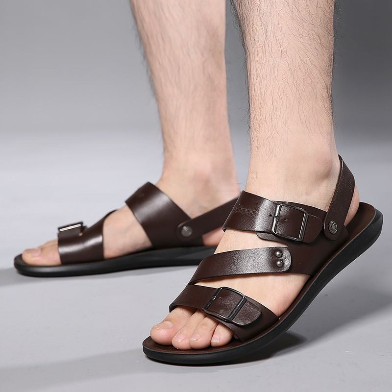 Men's Premium Leather Buckle Strap Sandals