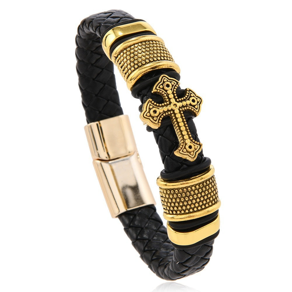 Gold-accented cross bracelet