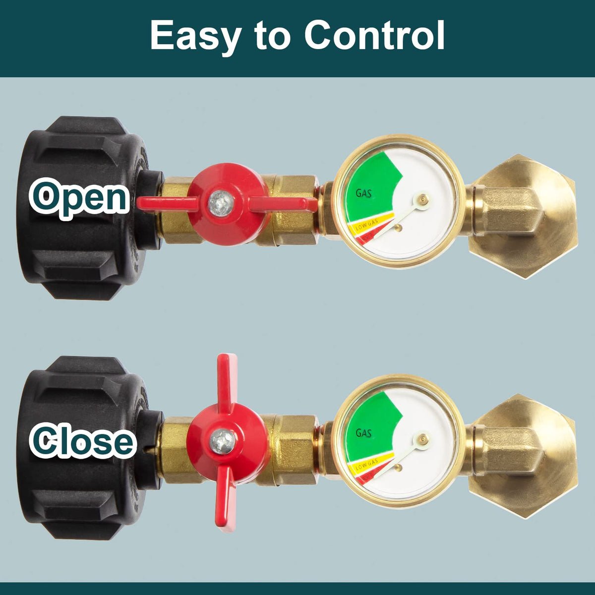 Propane Tank Adapter with Gauge & Valve