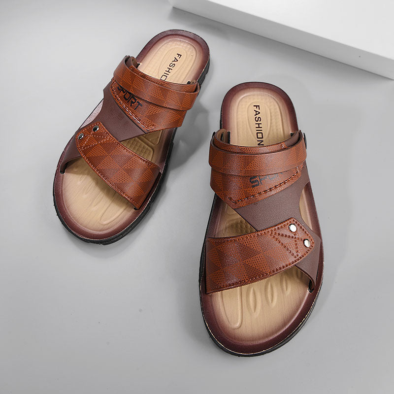 Men's Leather Comfort Slide Sandals