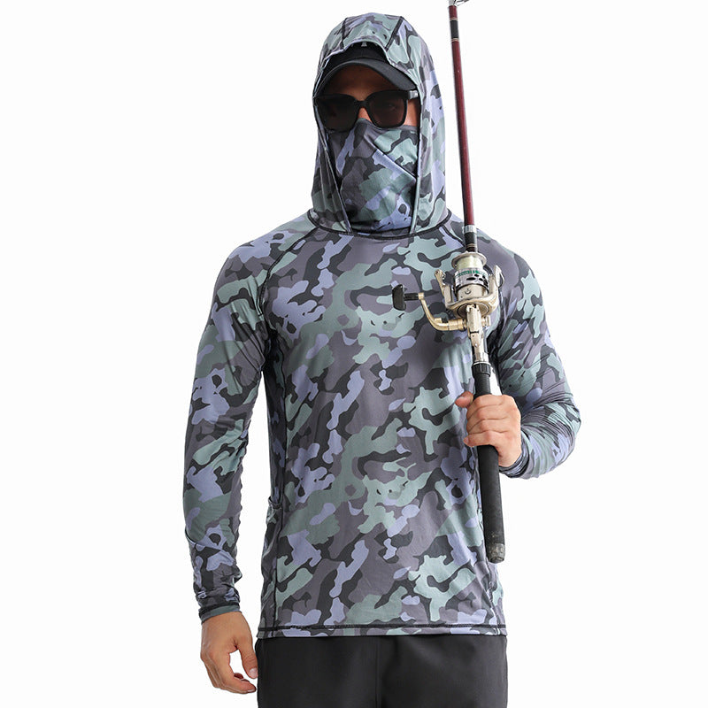 UPF Sun Protection Fishing Hoodie with Face Mask