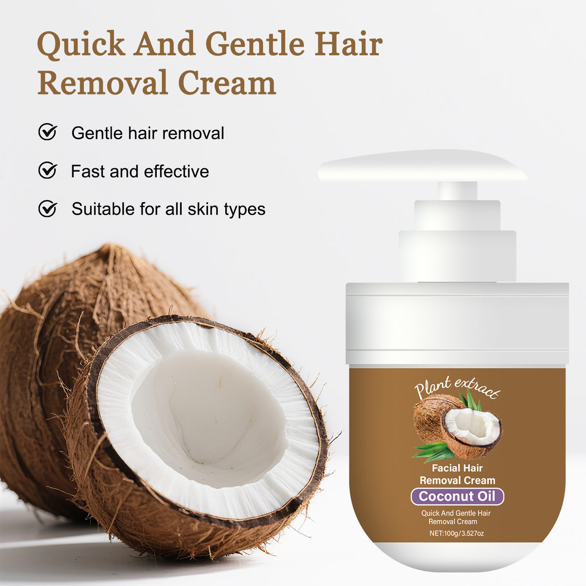 Coconut Oil Facial Hair Removal Cream
