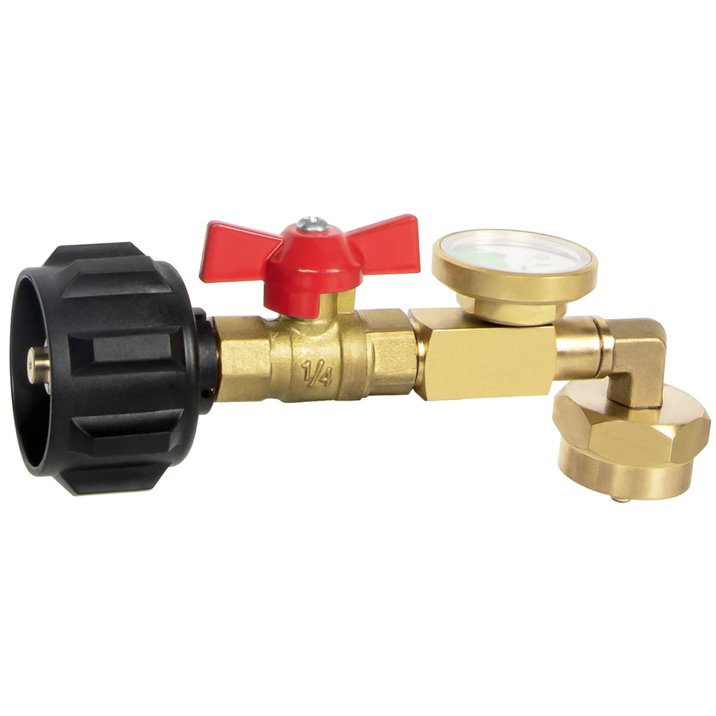 Propane Tank Adapter with Gauge & Valve