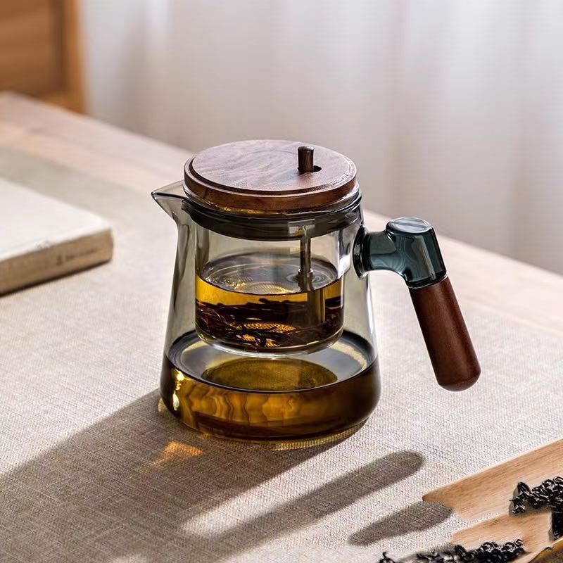 Push-Button Glass Tea Infuser Pot