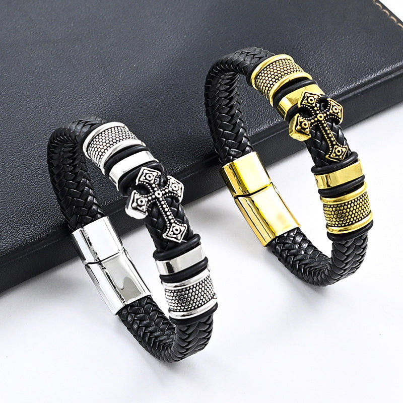 Gold-accented cross bracelet