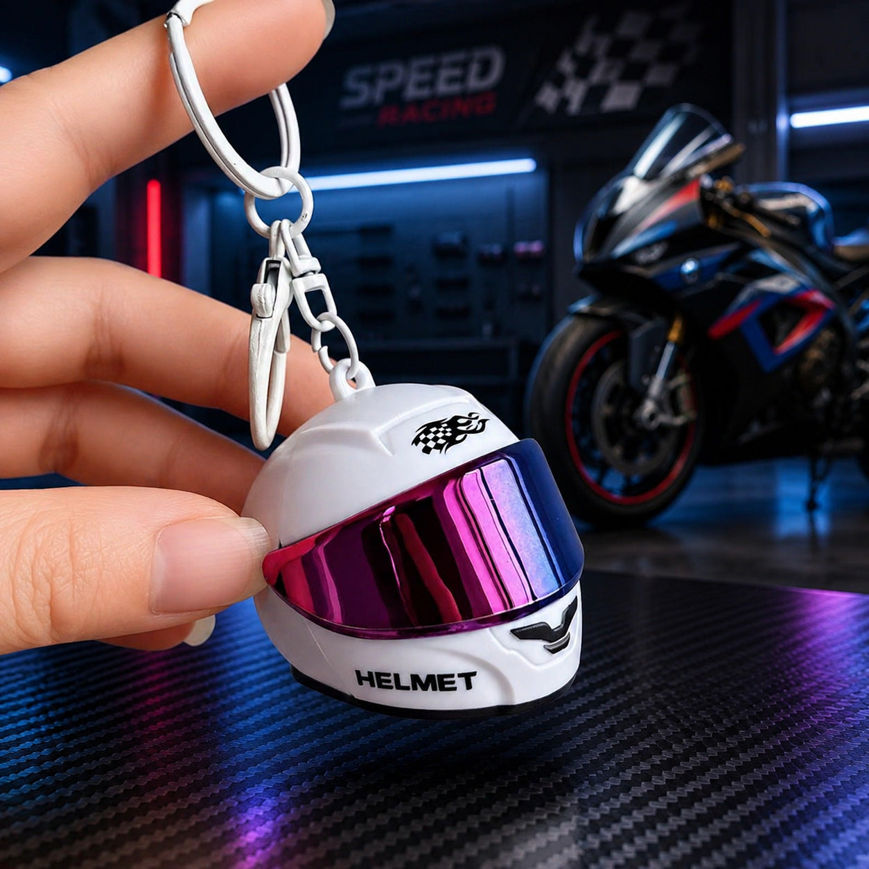 Mini Motorcycle Helmet Keychain