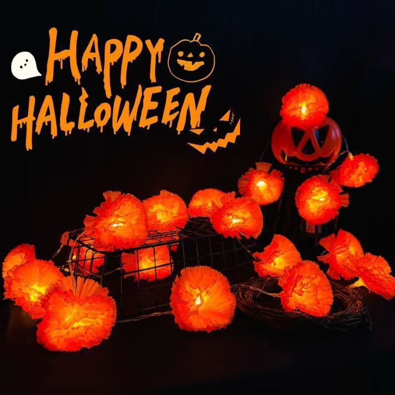 Halloween Marigold Flower String Lights