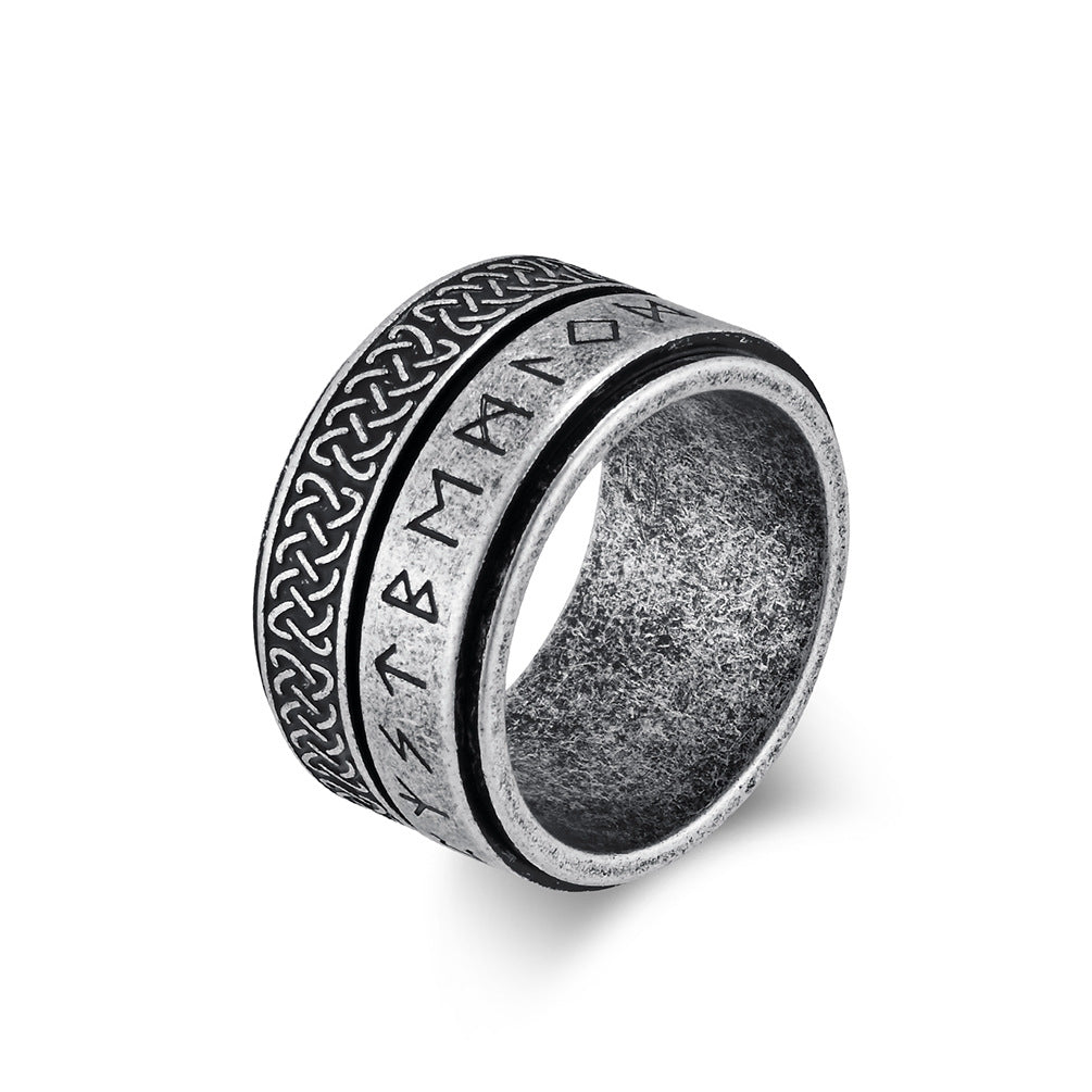 Viking Celtic Knot Rune Spinner Ring