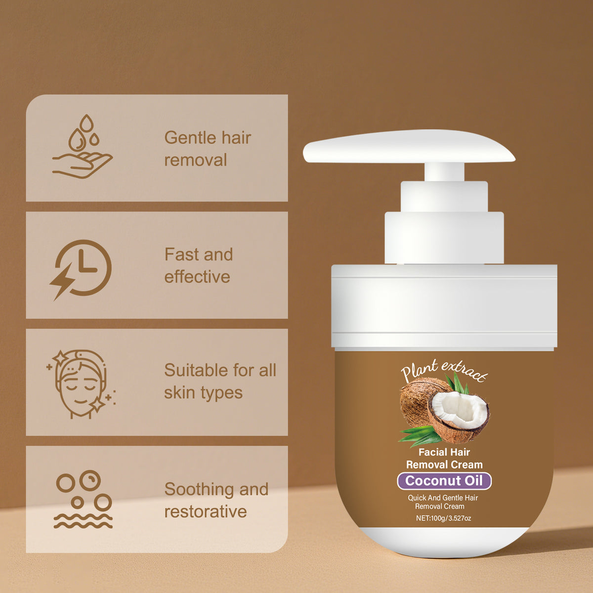 Coconut Oil Facial Hair Removal Cream