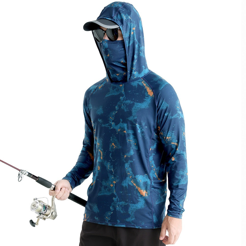 UPF Sun Protection Fishing Hoodie with Face Mask