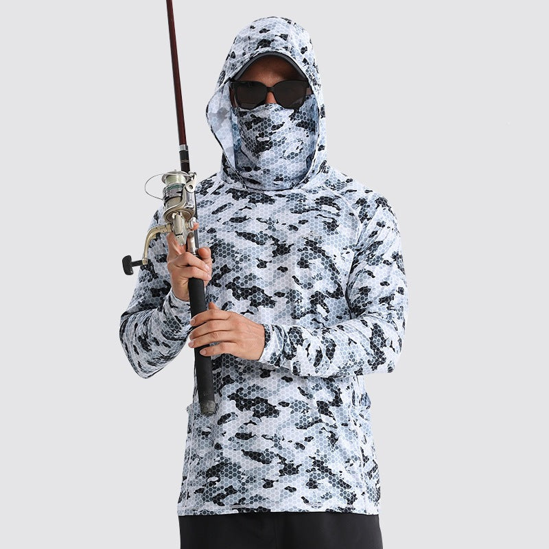 UPF Sun Protection Fishing Hoodie with Face Mask