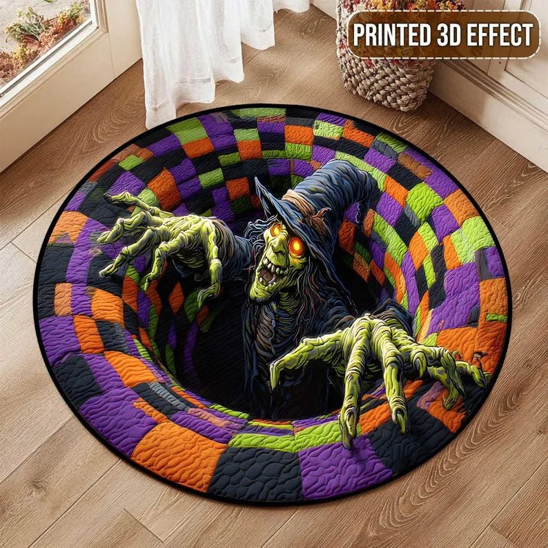3D Halloween Illusion Round Rug
