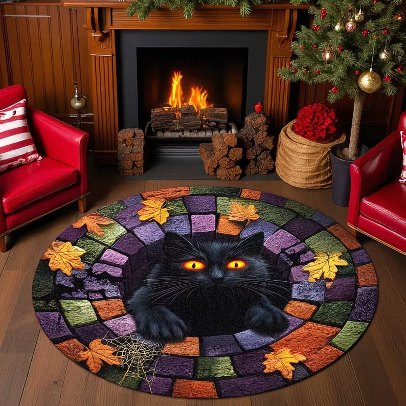 3D Halloween Illusion Round Rug