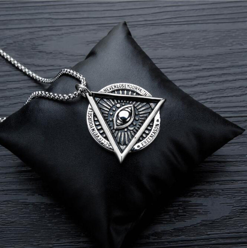 Viking Triangle Demon Eye Stainless Steel Pendant Necklace
