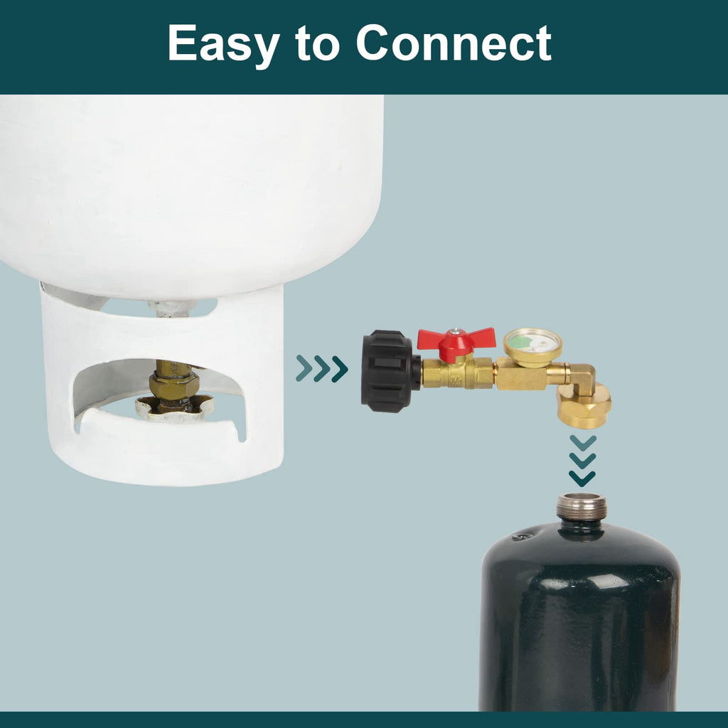 Propane Tank Adapter with Gauge & Valve