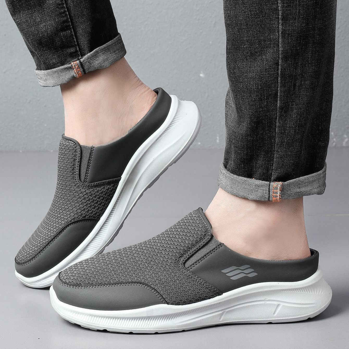 Men's slip-on shoes with fly-knit mesh uppers