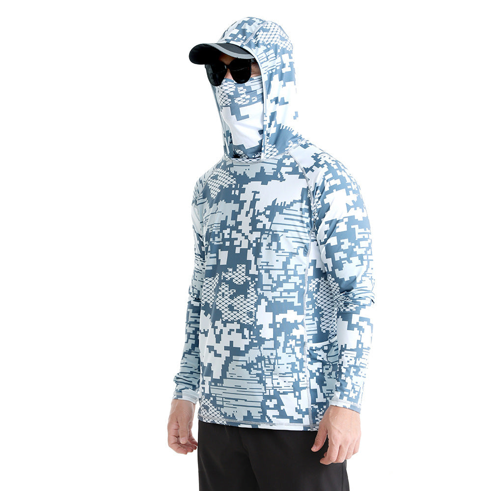 UPF Sun Protection Fishing Hoodie with Face Mask