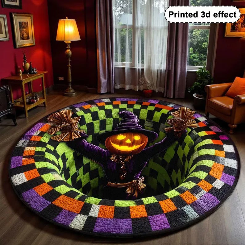 3D Halloween Illusion Round Rug