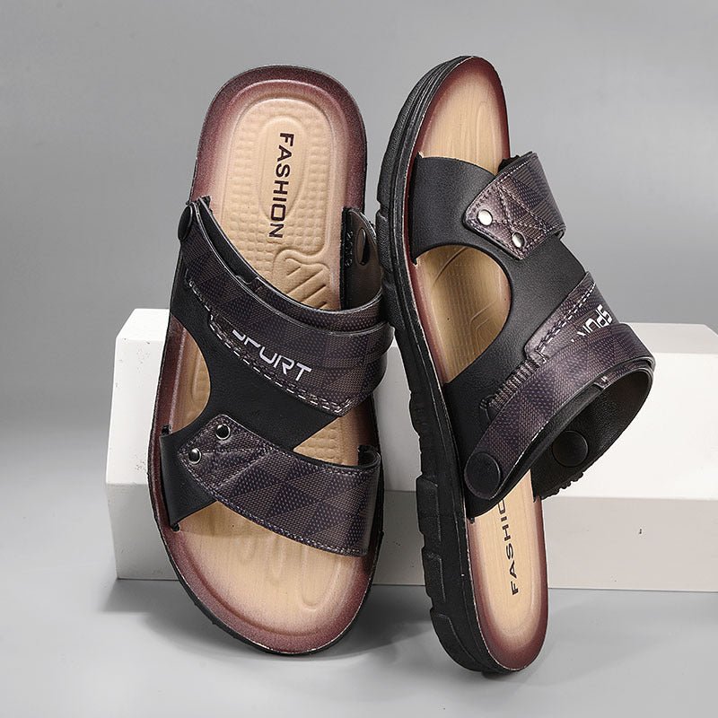 Men's Leather Comfort Slide Sandals
