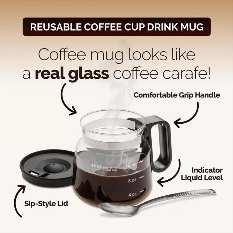16 oz Coffee Pot Mug with Lid
