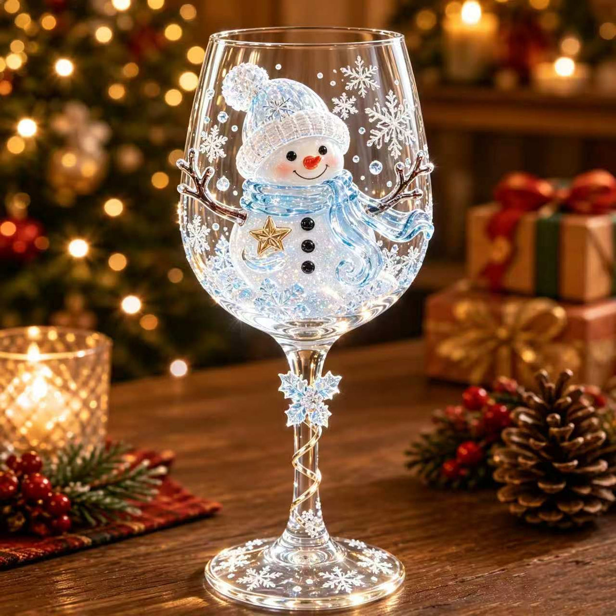Christmas Motif Wine Glass