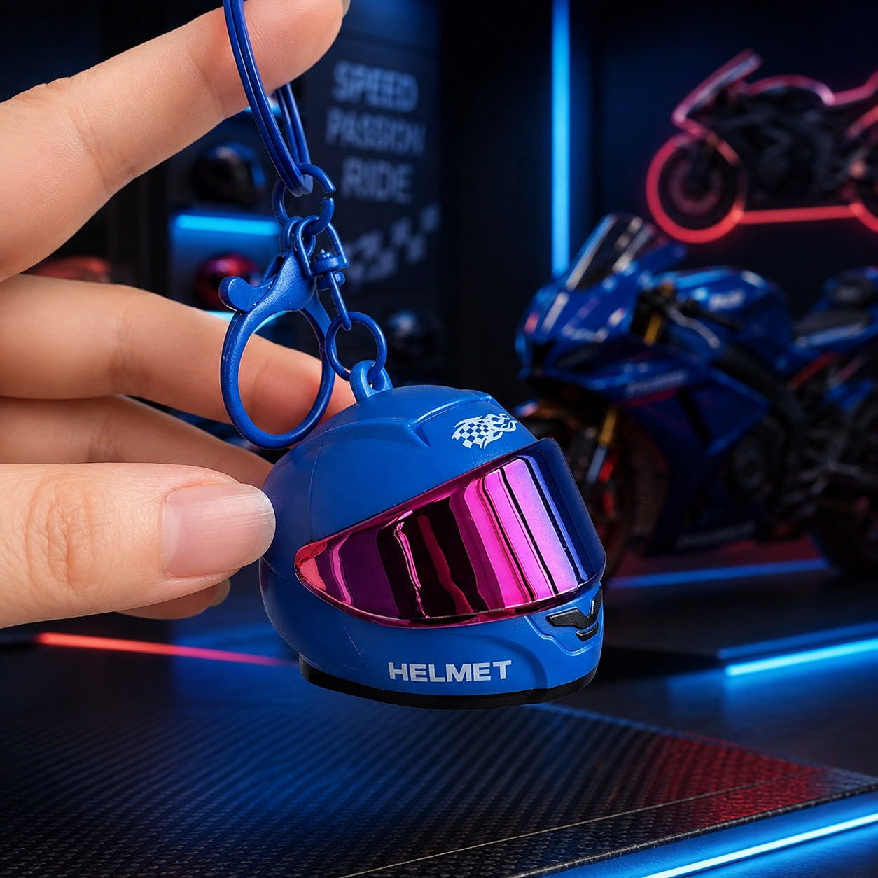 Mini Motorcycle Helmet Keychain