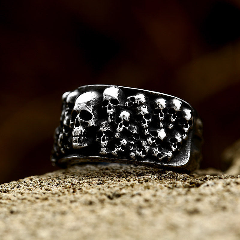 Multi Skull Oval Ring