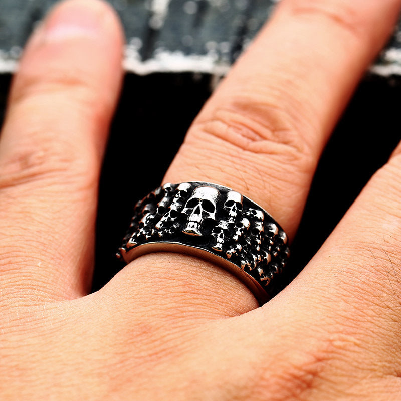 Multi Skull Oval Ring