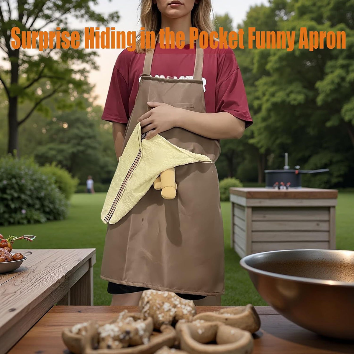 Novelty BBQ Apron with Hidden Surprise Towel