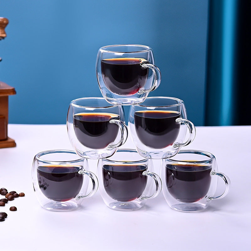 Double Wall Glass Coffee Cups with Handles