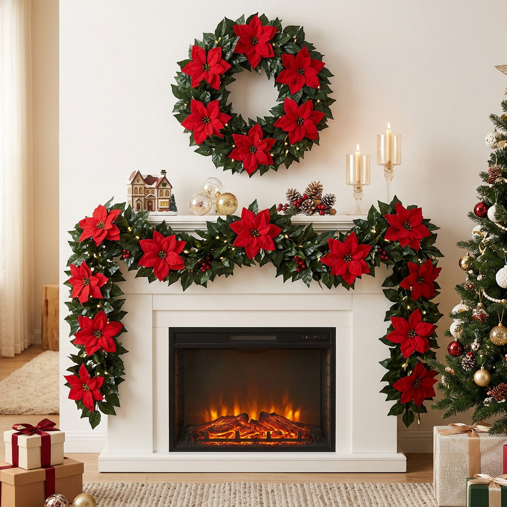 Christmas Poinsettia Garland Decoration