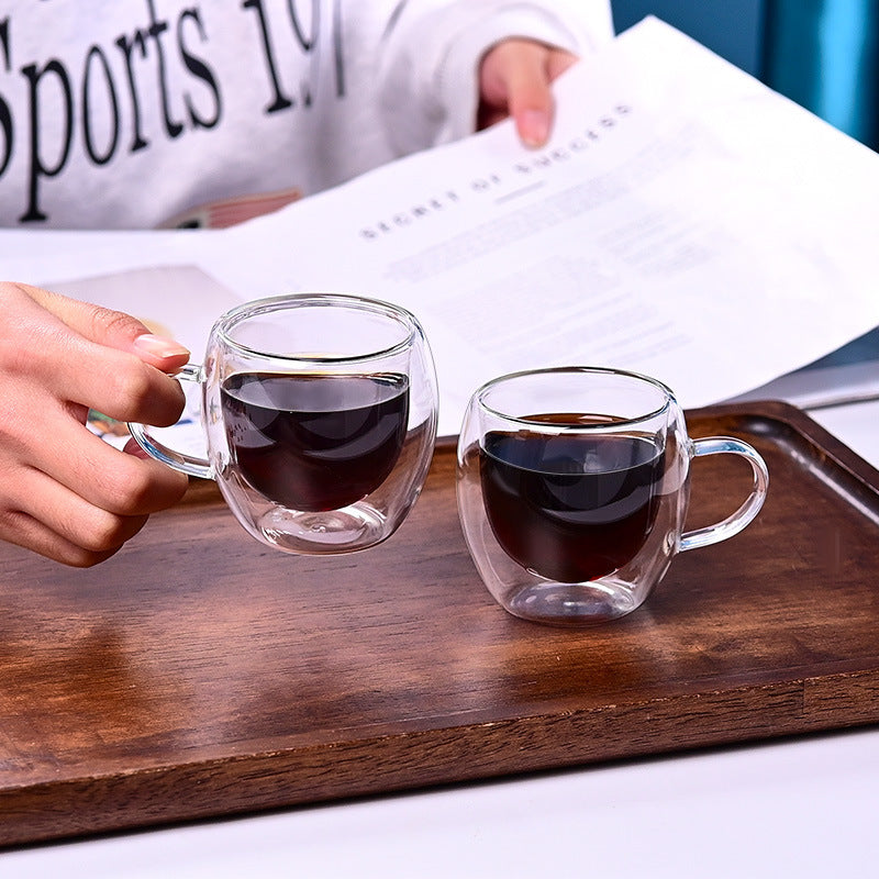 Double Wall Glass Coffee Cups with Handles