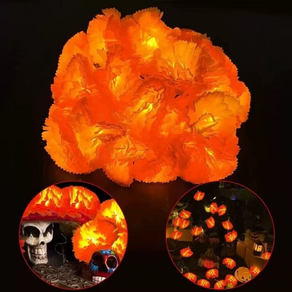 Halloween Marigold Flower String Lights
