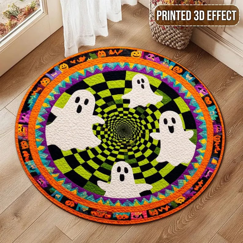 3D Halloween Illusion Round Rug