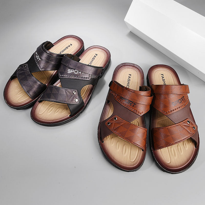 Men's Leather Comfort Slide Sandals